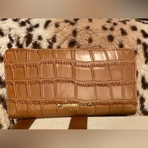 JACK FRENCH LONDON Leather Wallet / Clutch Caramel Color Embossed Coco